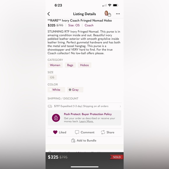 **RARE** Ivory Coach Fringed Nomad Hobo - Picture 9 of 15